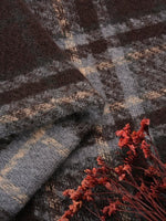 CrossKulture - CoffeeCream lightweight chequered cashmere wool scarf fabric detail view
