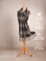 CrossKulture - CoffeeCream lightweight chequered cashmere wool scarf mannequin view