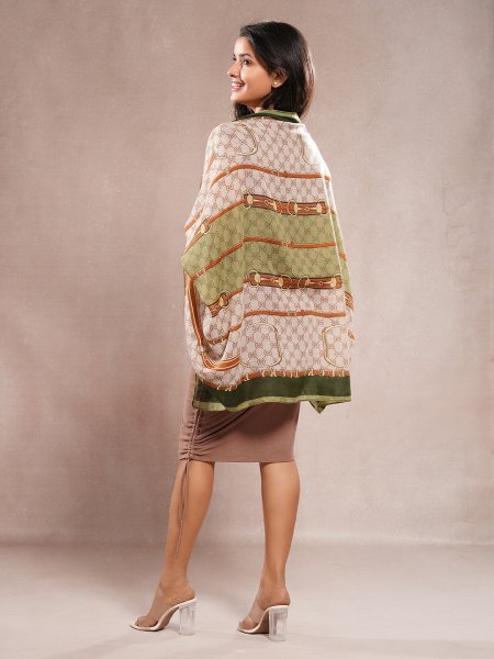 CrossKulture - LeafyStraps viscose scarf full model back view