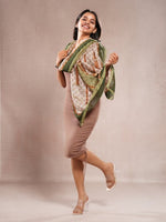 CrossKulture - LeafyStraps viscose scarf full model front view