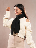 CrossKulture - CozyTwirl lightweight acrylic wool scarf in model side view