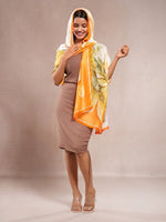 CrossKulture - SpringFever long satin scarf model head view