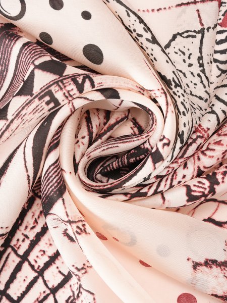 CrossKulture - SeabedSpell Small Square Satin Scarf Maroon fabric view