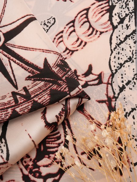 CrossKulture - SeabedSpell Small Square Satin Scarf Maroon fabric view