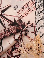 CrossKulture - SeabedSpell Small Square Satin Scarf Maroon fabric view