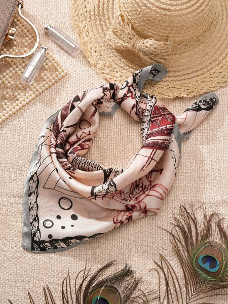 CrossKulture - SeabedSpell Small Square Satin Scarf knot view