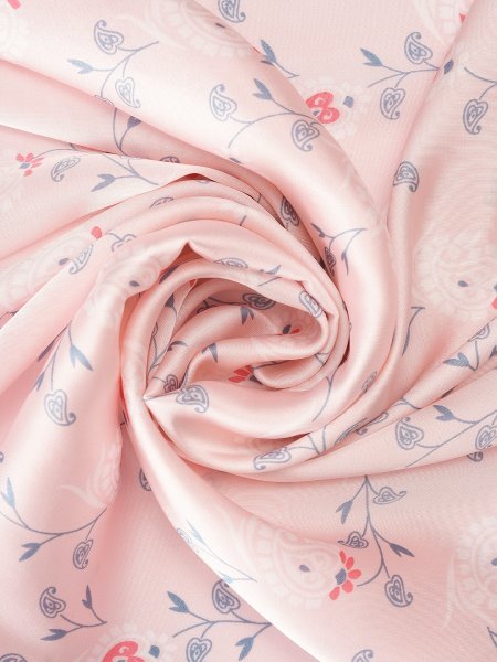 CrossKulture - SoftAura Small Square Satin Scarf Pink model fabric view