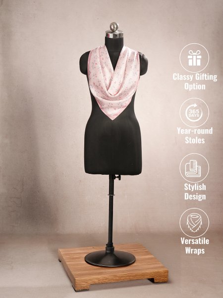 CrossKulture - SoftAura Small Square Satin Scarf Pink model infographic image