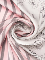 CrossKulture - FloralStripes short satin scarf fabric view