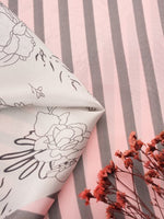 CrossKulture - FloralStripes short satin scarf fabric view