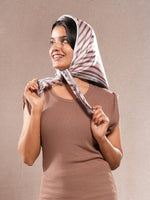 CrossKulture - FloralStripes short satin scarf headband view closeup