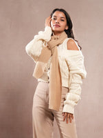 CrossKulture - CozyTwist lightweight acrylic wool scarf in model front view
