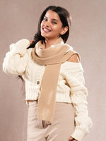 CrossKulture - CozyTwist lightweight acrylic wool scarf in model front view