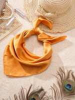 CrossKulture - GoldenHue short satin scarf neck style view