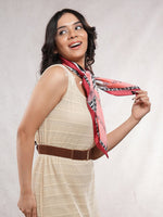 CrossKulture - GlossyPop Small Square Satin Scarf Red side model view
