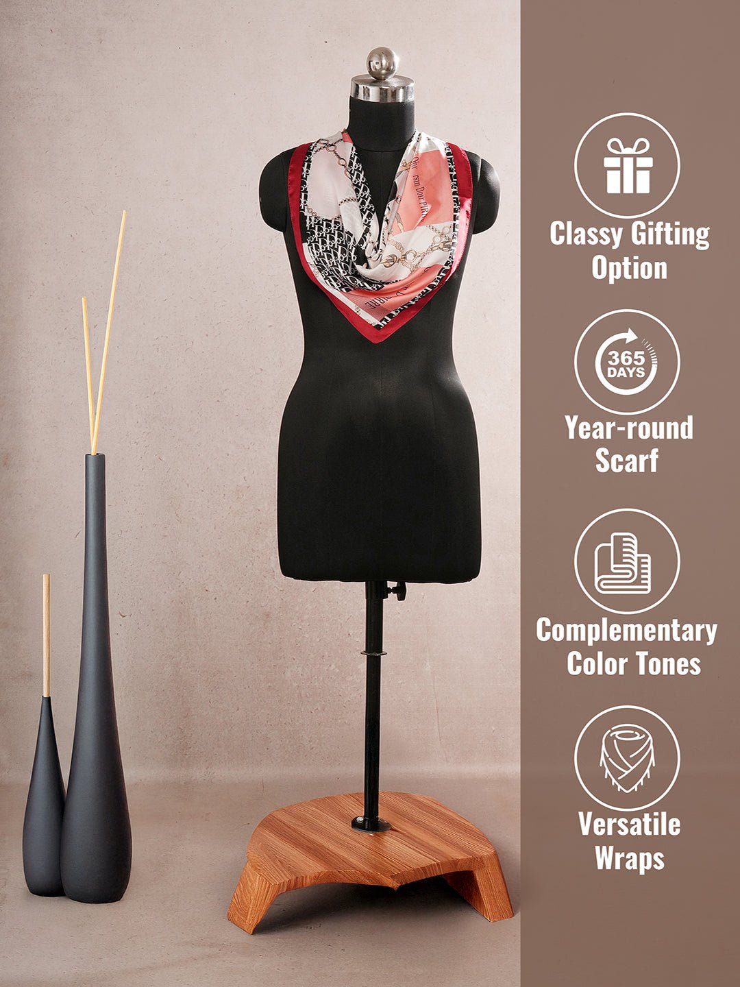 CrossKulture - GlossyPop Small Square Satin Scarf Red infographic image