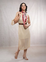 CrossKulture - GlossyPop Small Square Satin Scarf Red full front model view