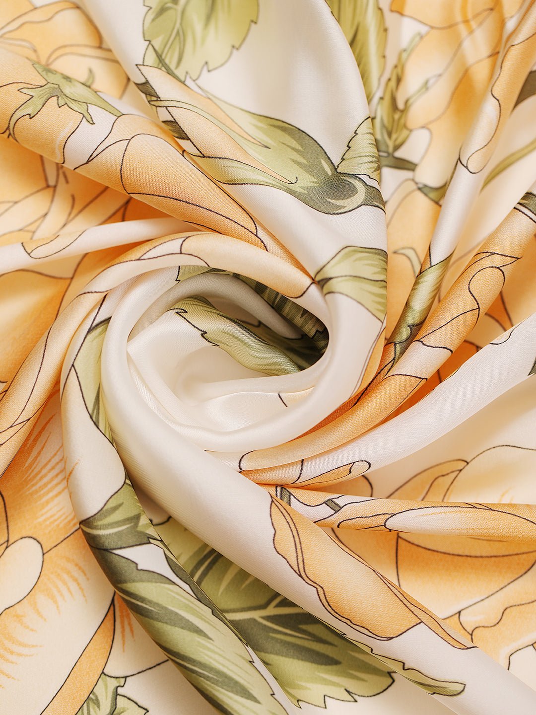 CrossKulture - SunshineFlow Small Square Satin Scarf Green fabric view