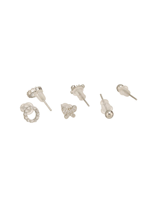 GlowVerse Ear Stud Combo Silver