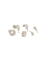 AuroraShine Ear Stud Combo Silver