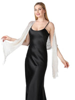 CorssKulture - satin shimmer stole FairyDust front view with hands in the air