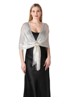 CorssKulture - satin shimmer stole FairyDust front view with open hands