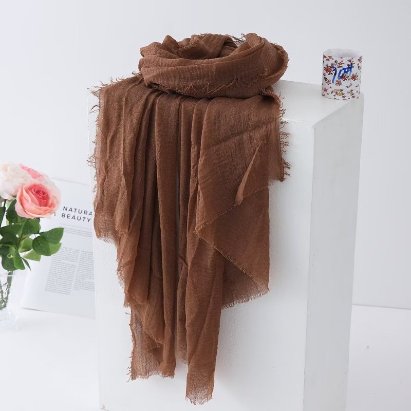 MudHorizon Brown Crinkled Cotton Scarf