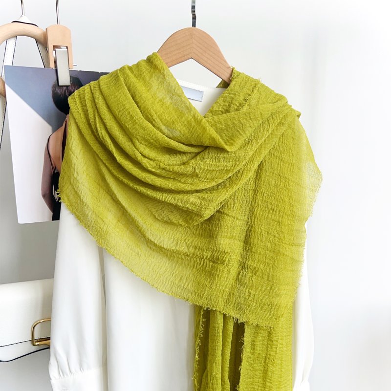 LimeGrove Green Crinkled Cotton Scarf