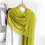 LimeGrove Green Crinkled Cotton Scarf