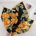 GardenGrace Small Square Satin Scarf Black