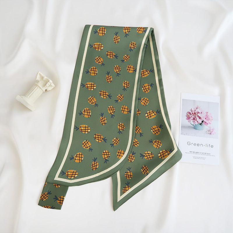 PlentyPineapples Satin Neck Scarf Green