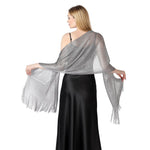 FashionGlow Long Shimmer Scarf Grey
