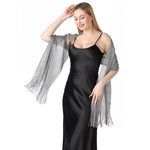 FashionGlow Long Shimmer Scarf Grey