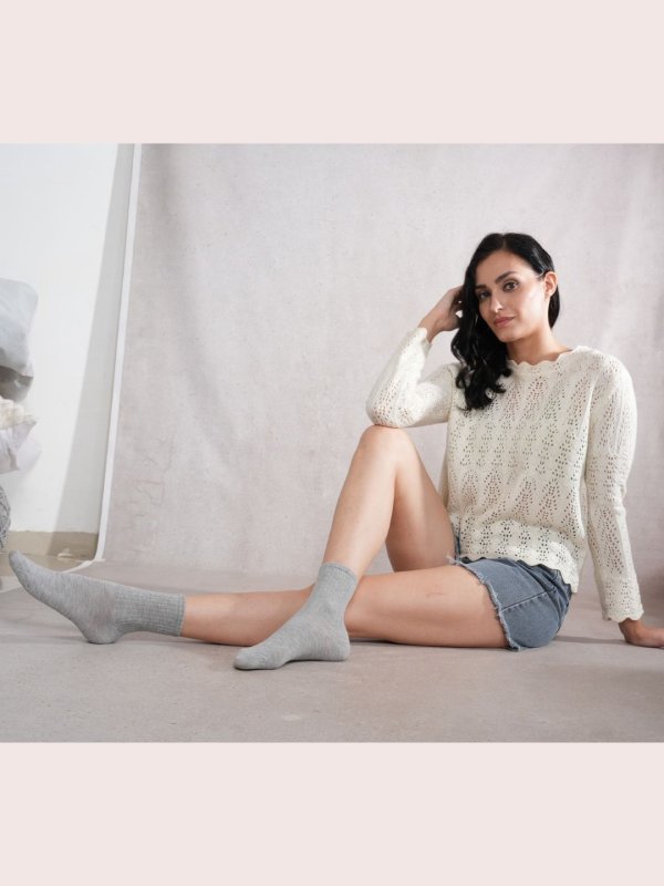 SoleStory Grey Crew Socks Combo Pair of 4