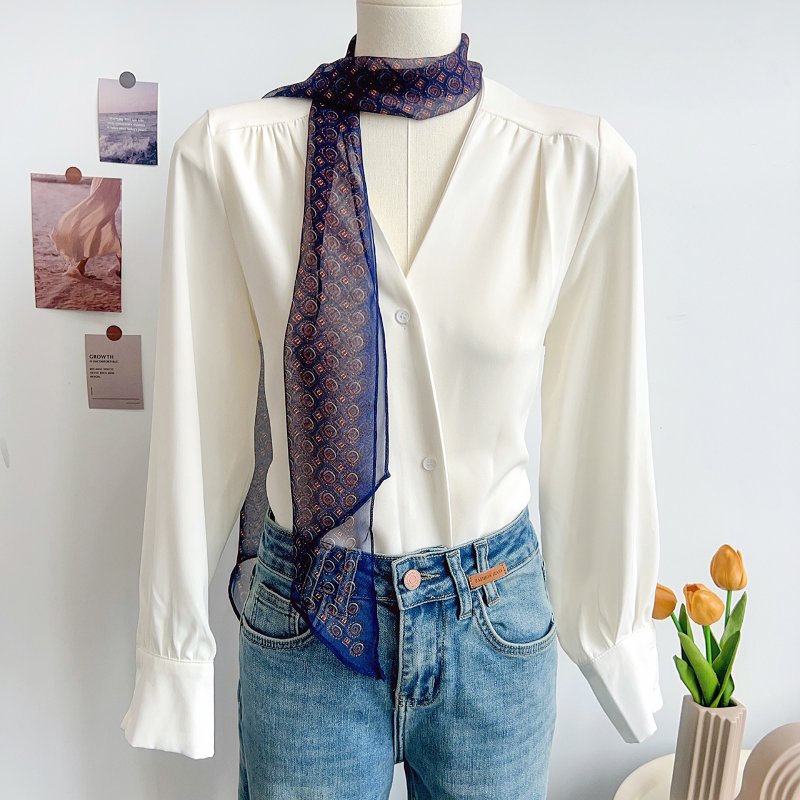 BlueFlow Chiffon Ribbon Scarf