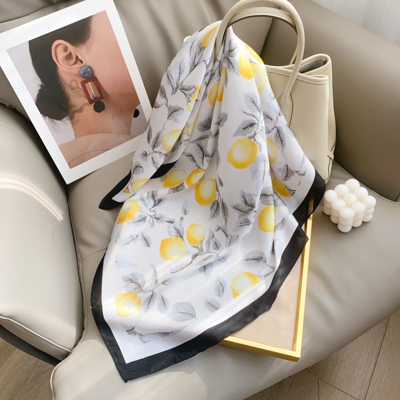 LemonTree Small Square Satin Scarf Grey
