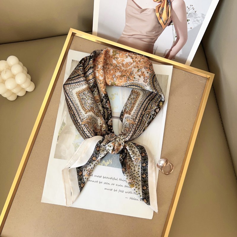 CrossKulture - ShadedAqua short satin scarf with folded style view