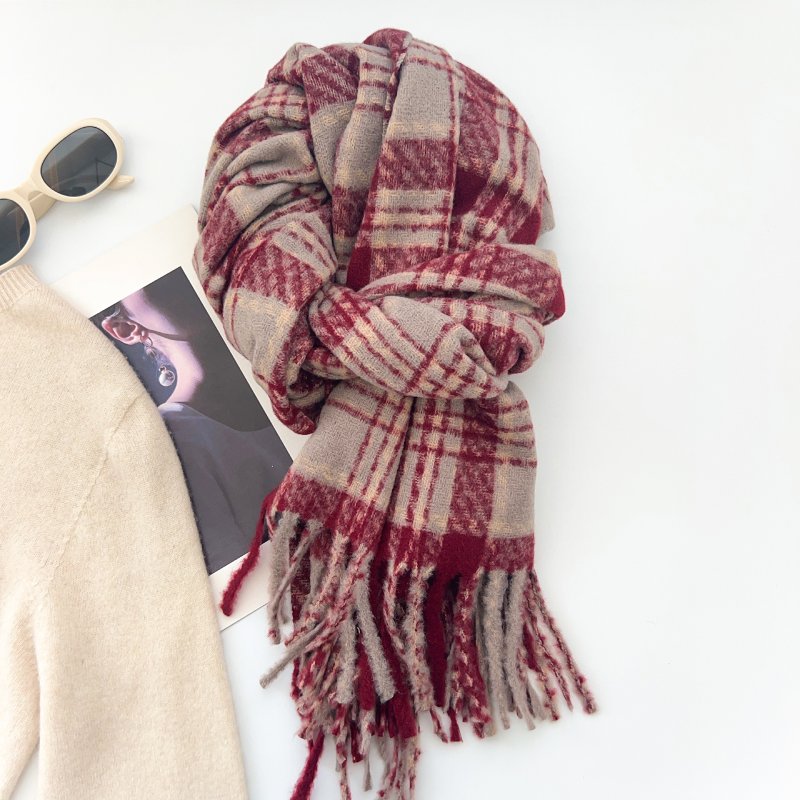 CozyGrid Cashmere Checkered Scarf