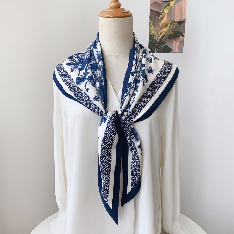 CrossKulture - TriangleFlora satin scarf style on mannequin