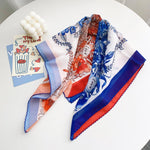 SatinArc Satin Curve Edged Blue Orange Scarf