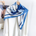 AquaPansy SatinTwill Scarf Square Blue