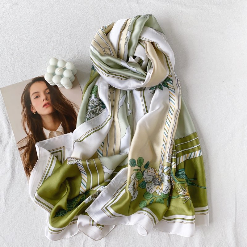 CrossKulture - SageBanquet satin long scarf with folded style view