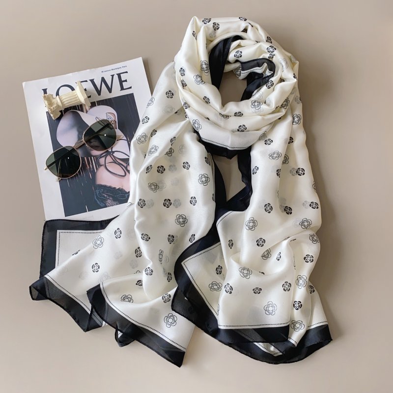 DaintySpring Long Satin Scarf White