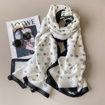 DaintySpring Long Satin Scarf White