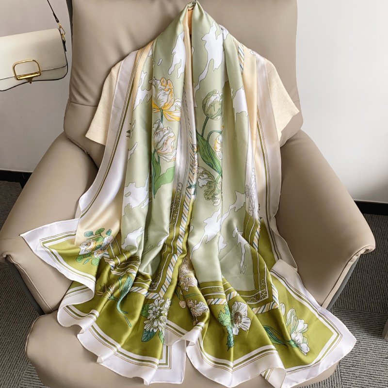 CrossKulture - SageBanquet satin long scarf with open view