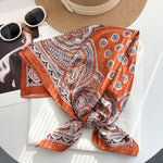 BrocadeStory Orange Jacquard Square Scarf