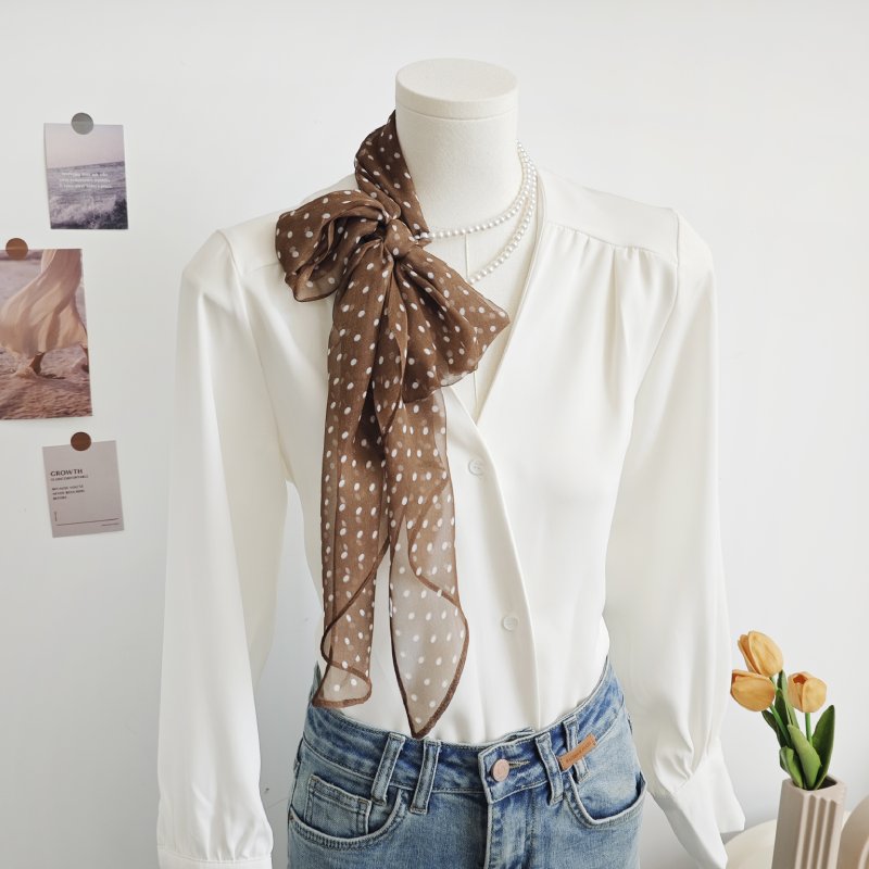 BrownFlutter Chiffon Ribbon Scarf
