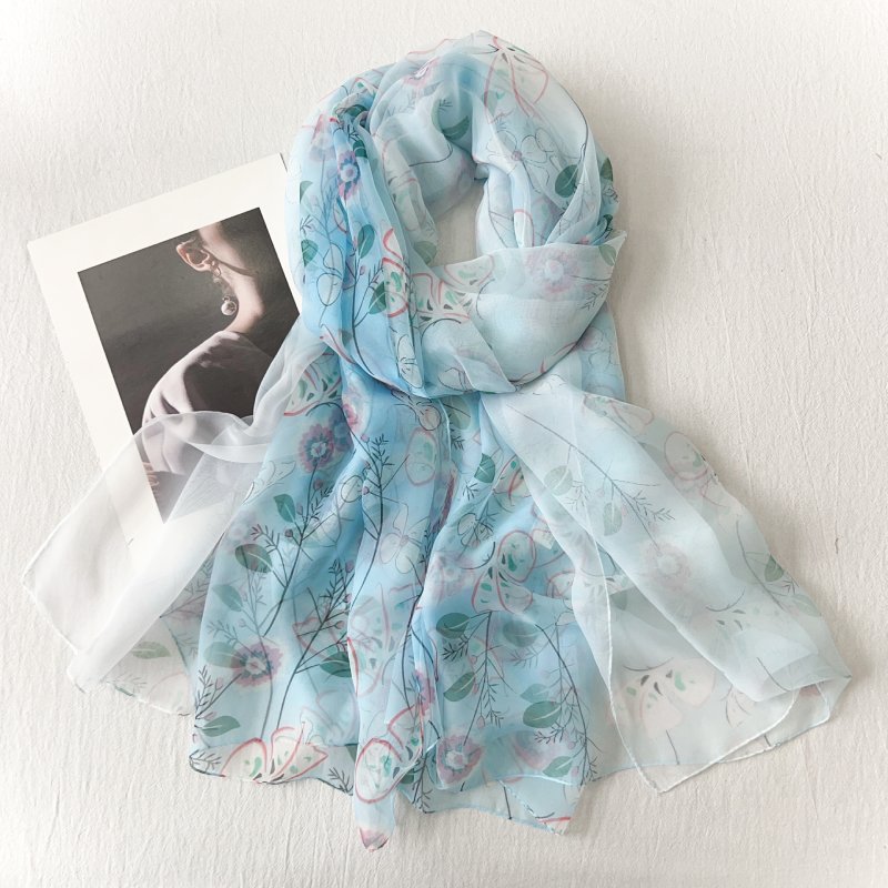 SeaBreeze Long Chiffon Scarf Blue