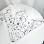 GentleArc Satin Curve Edged White Scarf