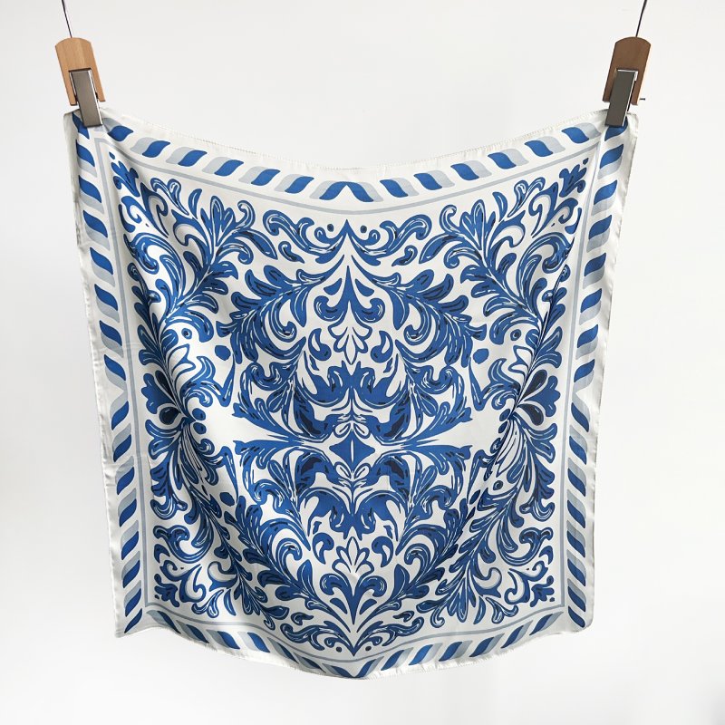 IndigoVine Small Square Satin Scarf Blue